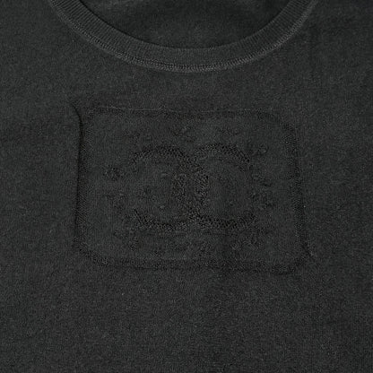 CHANEL Vintage 04C CC Logo Embroidered Knit Tank Top #42 Black 901993