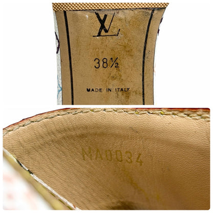 LOUIS VUITTON Vintage Monogram Multicolor Sandals Heels #38.5 White 902237