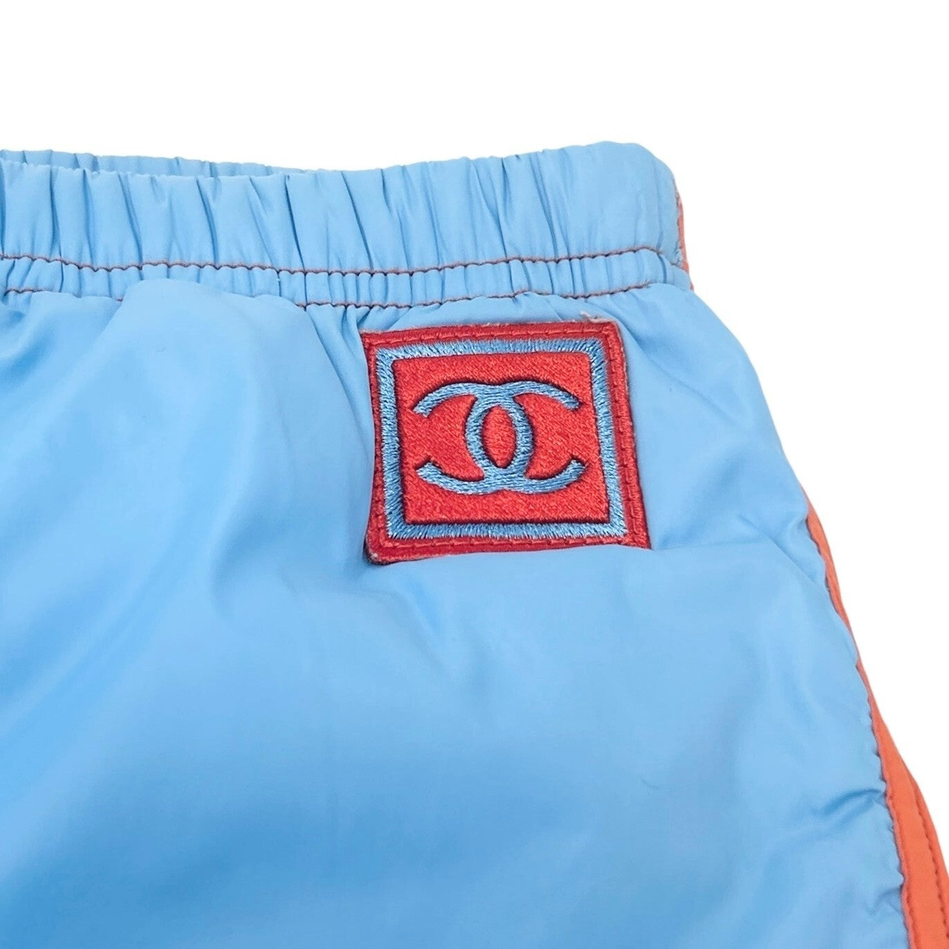 CHANEL Sport Vintage 02S CC Logo Short Pants #36 Shorts Blue Orange Polyamide