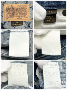 LOUIS VUITTON Vintage Monogram Denim Jacket Pants Set #38 Button Blue Cotton
