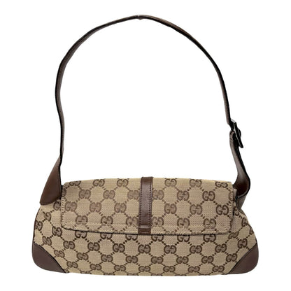 GUCCI Vintage GG Monogram Jackie Shoulder Bag Beige Canvas Leather 902329