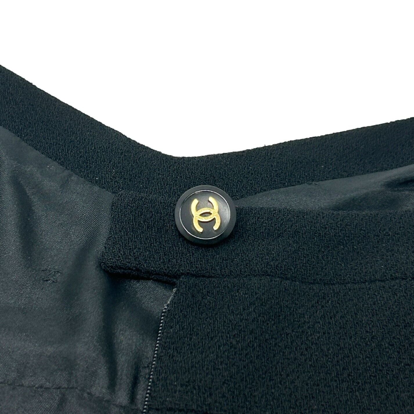 CHANEL Vintage 95P Coco Mark Logo Jumpsuit #40 Salopette Black Wool Rank AB