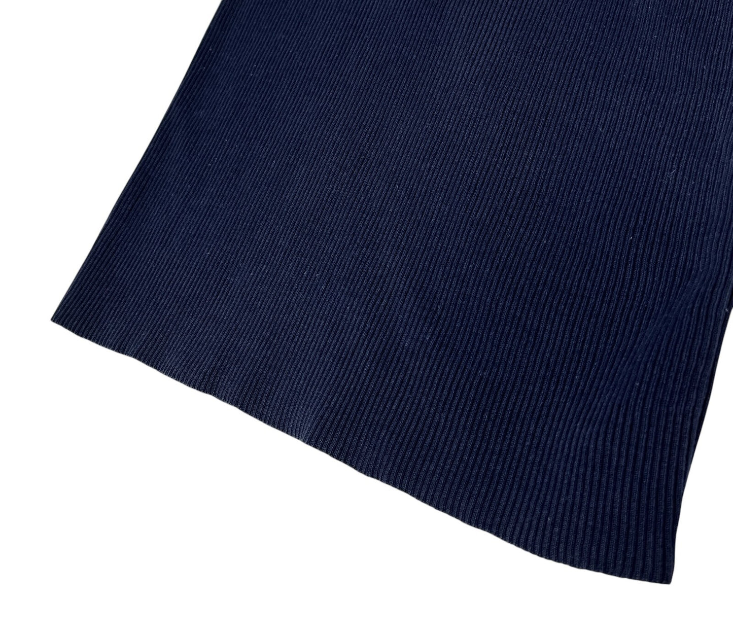 CHANEL Vintage CC Logo Camisole Top #40 Rib Knit Pullover Dark Blue Cotton