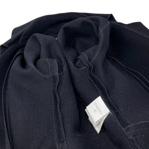 CHANEL Sport Vintage 04A CC Mark Logo Coat Jacket #36 Belt Black Silver Wool