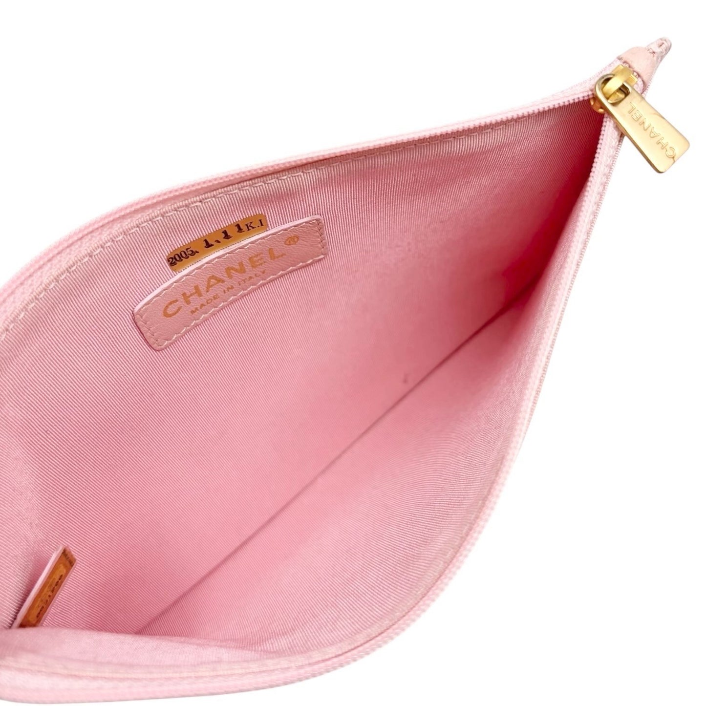 CHANEL Vintage Triple CC Logo Clear Tote Shoulder Bag Pink Beige Pouch 902078