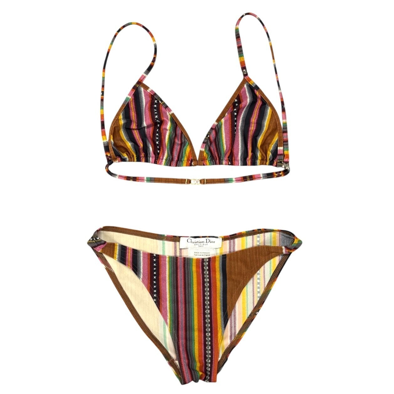 Christian Dior Vintage 2002 Multicolor Triangle Bikini #36 Swimwear Nylon