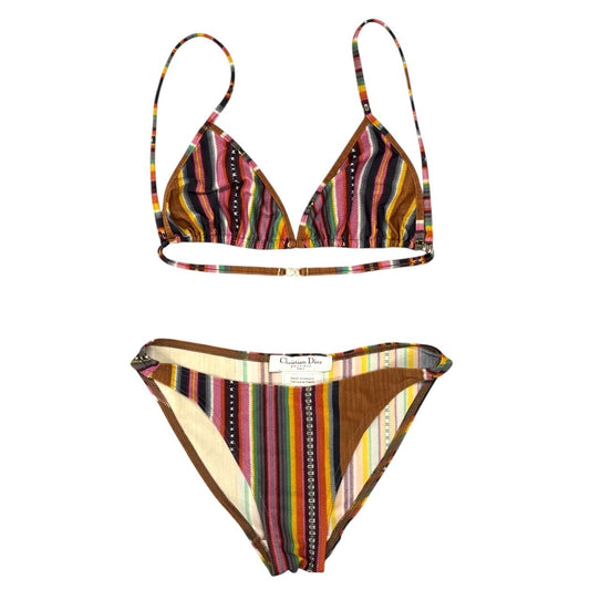 Christian Dior Vintage 2002 Multicolor Triangle Bikini #36 Swimwear Nylon