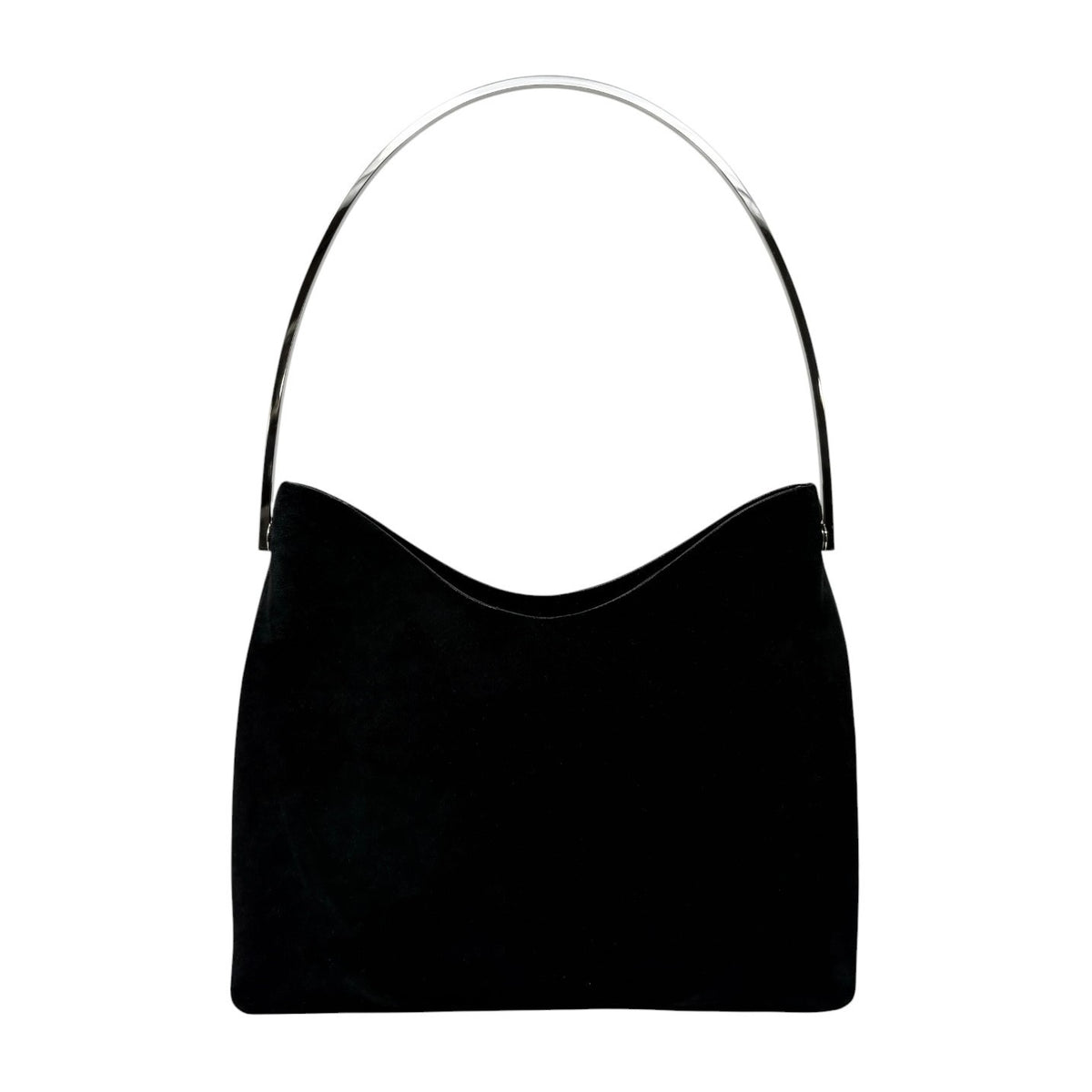 Gucci Vintage Logo Pouch Set Hobo Shoulder Bag Black Silver Suede 902828