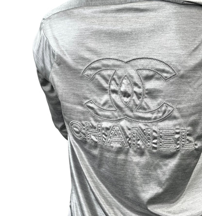 CHANEL Vintage P43484 CC Hoodie Zip Up Jacket Short Pants Set #34 Silver 901933