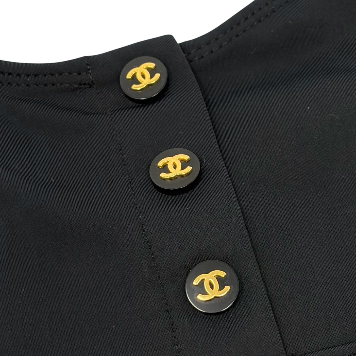 CHANEL Vintage 97C CC Logo Dress One-piece #36 Black Nylon Spandex 901864