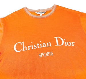 Christian Dior Sports Vintage Big Logo T-shirt #M Top Orange Cotton Rank AB