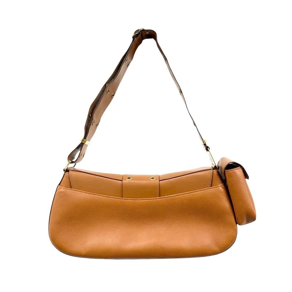 Christian Dior Vintage 2002 Street Chic Columbus Leather Shoulder Bag Brown