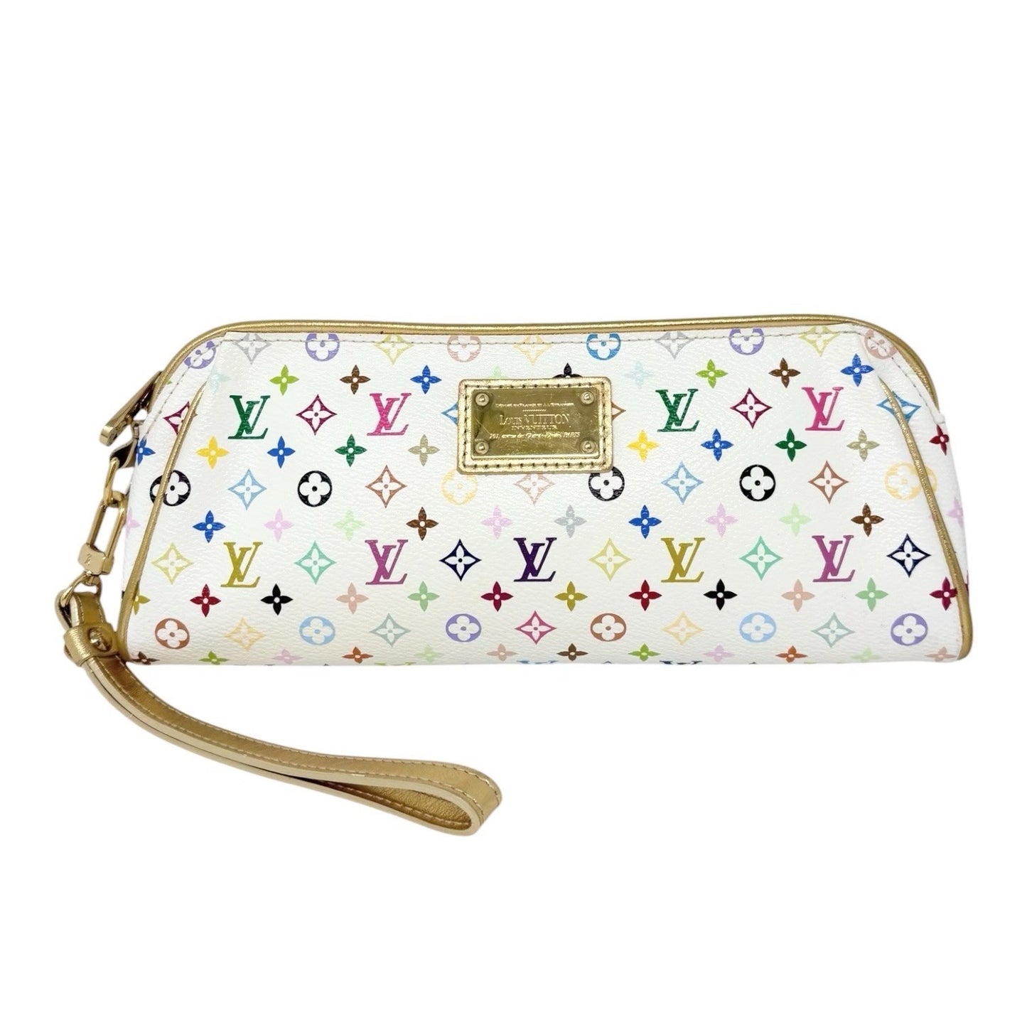 LOUIS VUITTON Vintage Monogram Multicolor Mini Pouch Bag Leather White 902414