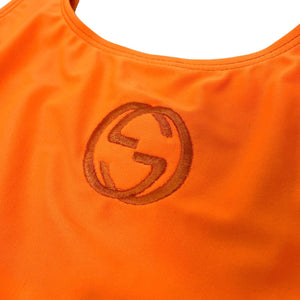 GUCCI Vintage GG Interlocking Logo Swimwear Swimsuit #XS One Piece Orange RankB