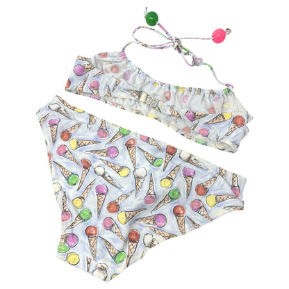 CHANEL Vintage 04C CC Logo Ice Cream Print Bikini #38 Multicolor Nylon 901860