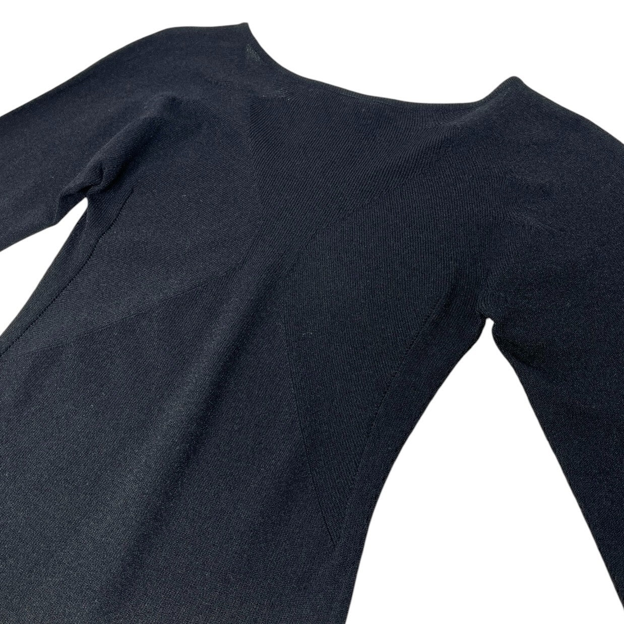 CHANEL Vintage 02C CC Mark Logo Long Sleeve Knit Top #36 Black Rayon