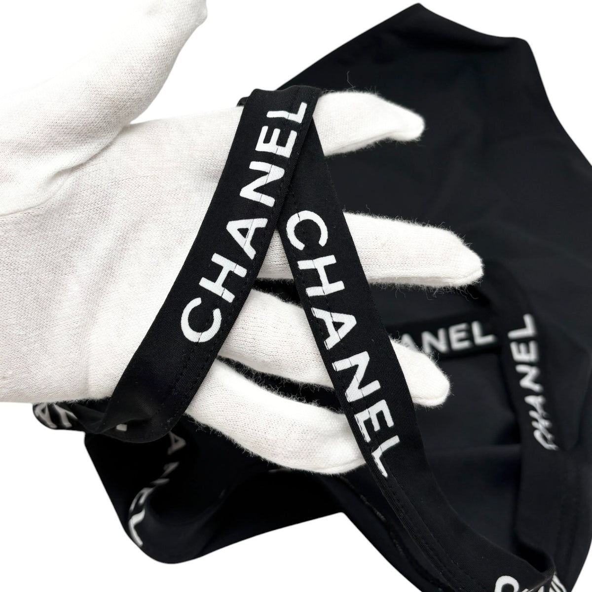 CHANEL Vintage CC Logo Swimwear Swimsuit One-piece #38 Black Nylon 902302