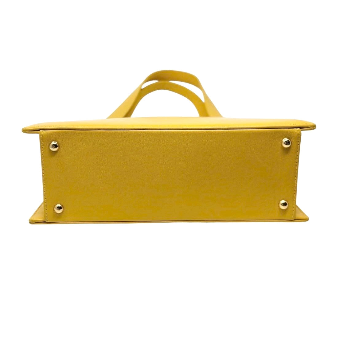 CHANEL Vintage Stitch CC Logo Tote Shoulder Bag Yellow Leather Zip 901884