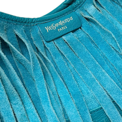 Yves Saint Laurent Vintage Rive Gauche Fringe Boheme Shoulder Bag Blue 902913