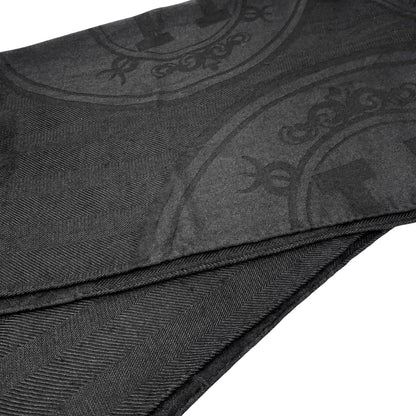 HERMES Vintage New Libris H Logo Cashmere Scarf Wrap Shawl Black 902811