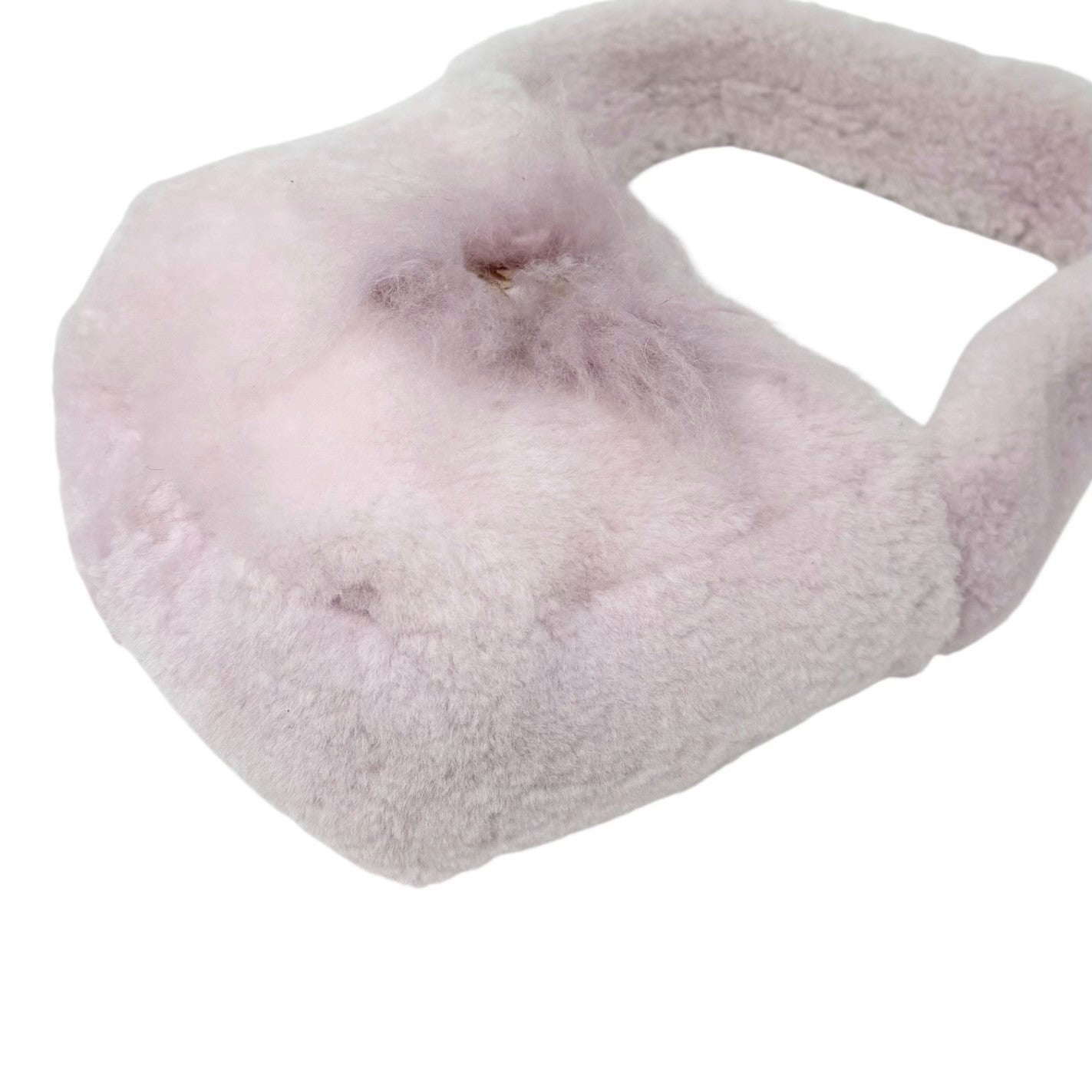 GUCCI Vintage GG Logo Fur Shoulder Bag Handbag Pochette Light Pink Gold