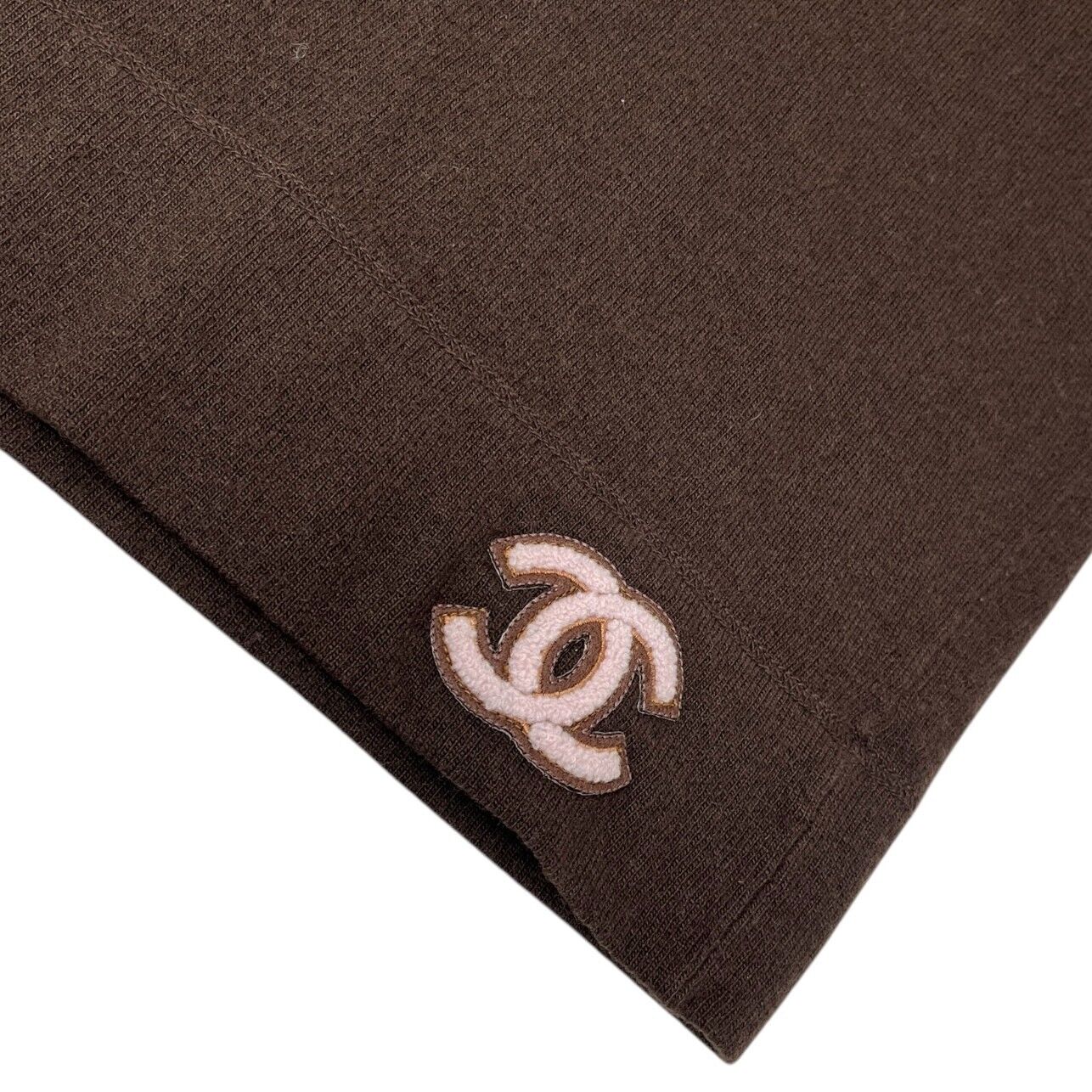 CHANEL Vintage 01A CC Mark Logo Knit Sweater Top #42 Brown Pink Cashmere