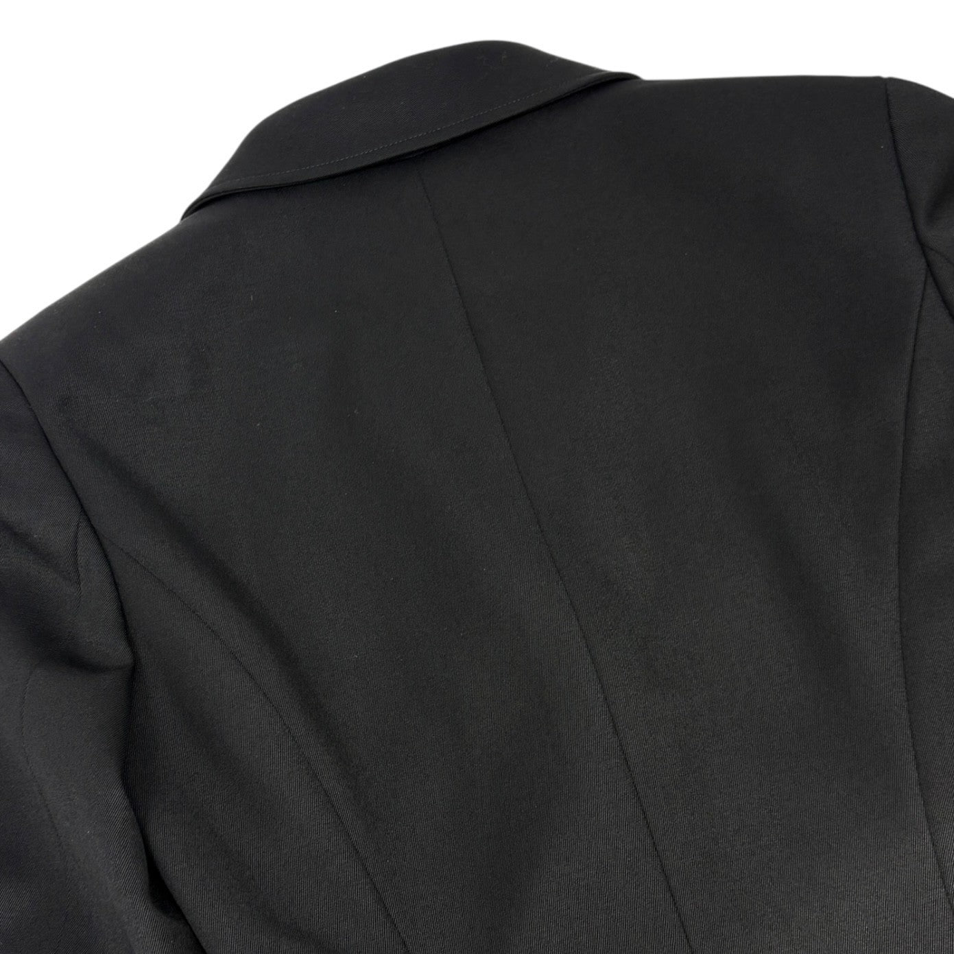CHANEL Vintage 97P CC Logo Button Cropped Jacket #38 Black Gold Pockets 901921