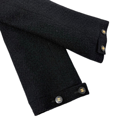 CHANEL Vintage 95A CC Mark Logo Jacket #38 Mohair Wool Black Gold Button