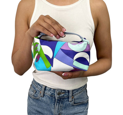 EMILIO PUCCI Vintage Logo Geometric Print Mini Handbag Blue Multicolor 902806