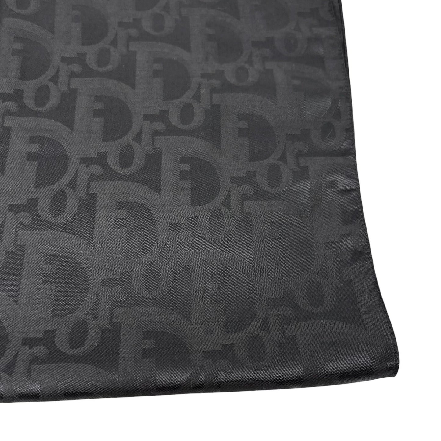 Christian Dior Vintage Trotter Monogram Long Scarf Wrap Silk Black 901831