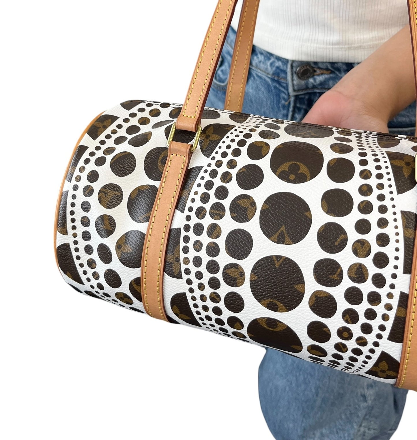 LOUIS VUITTON Vintage Monogram Yayoi Kusama Papillon Shoulder Bag White 902548