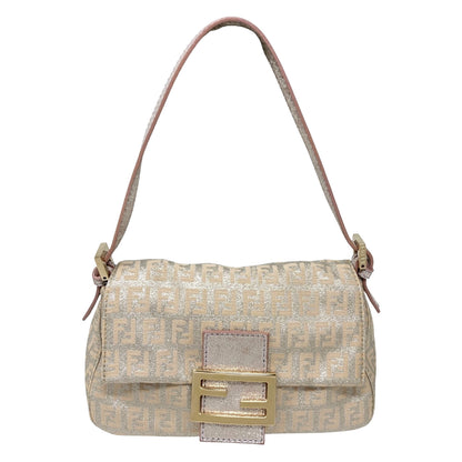 FENDI Vintage FF Zucchino Mini Mamma Baguette Shoulder Bag Pink Silver 902294