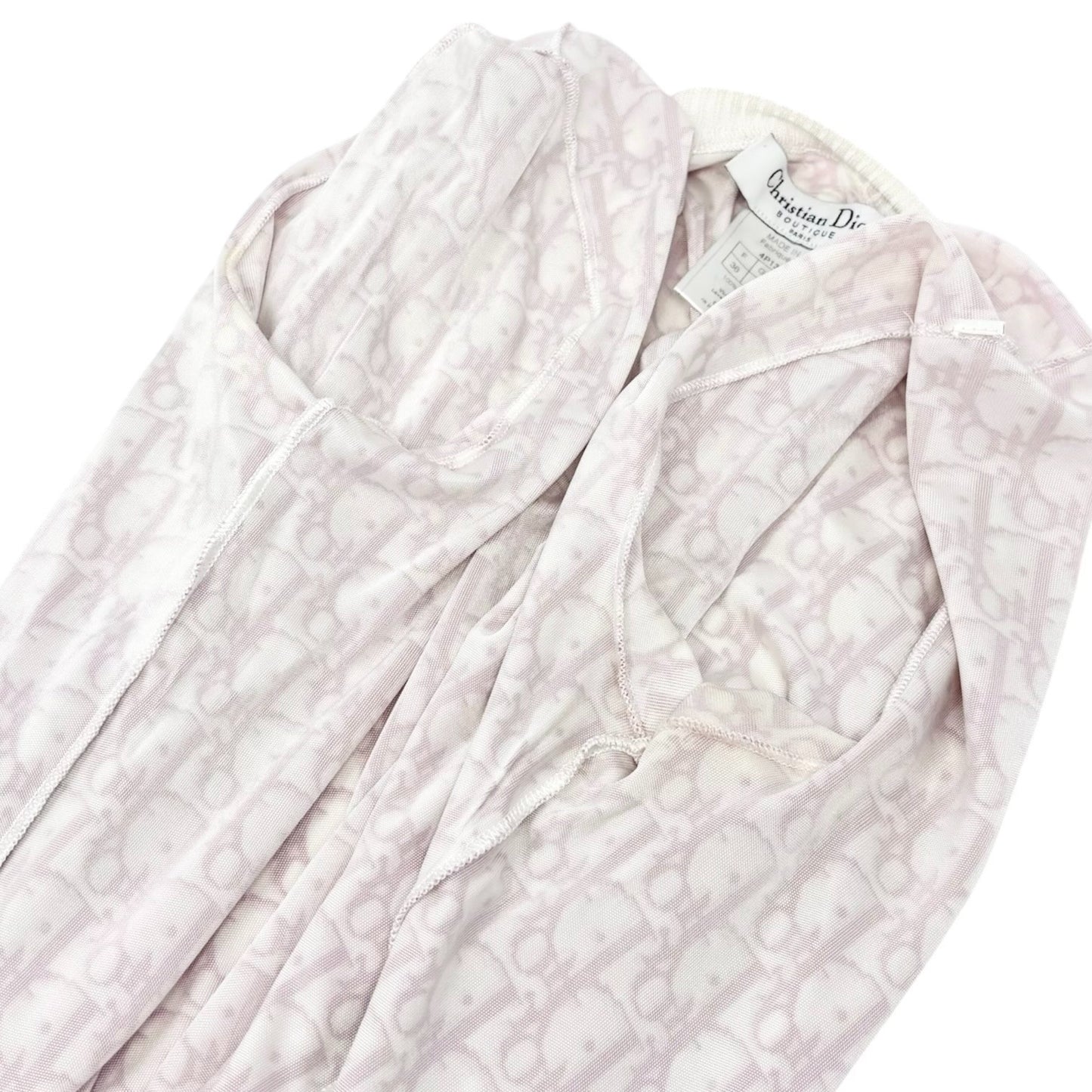Dior Vintage 2004 Trotter Monogram Zipped Jacket #36 Pink White Viscose