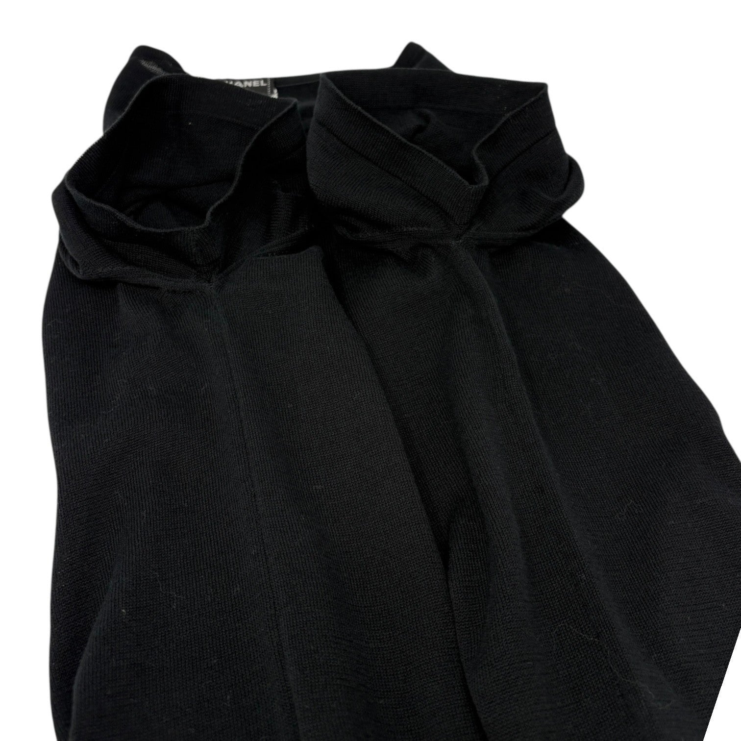 CHANEL Vintage 06P CC Logo Knit T-shirt Top #38 Black Cotton Short Sleeve