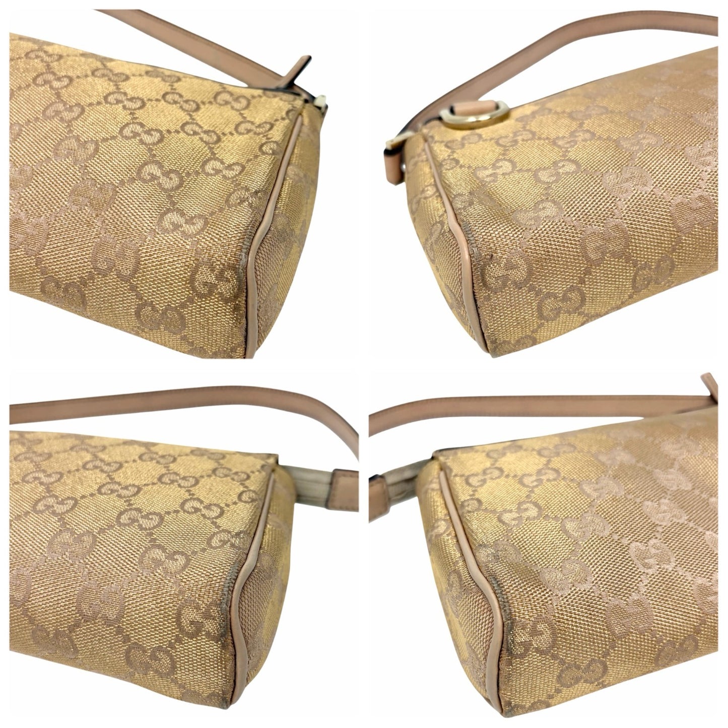 GUCCI Vintage GG Monogram Abbey Mini Pochette Shoulder Bag Pink Gold 106921