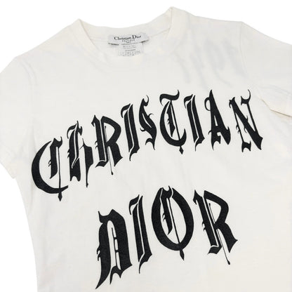 Christian Dior Vintage 2002 Logo T-shirt Top #38 Calligraphy Gothic White Black