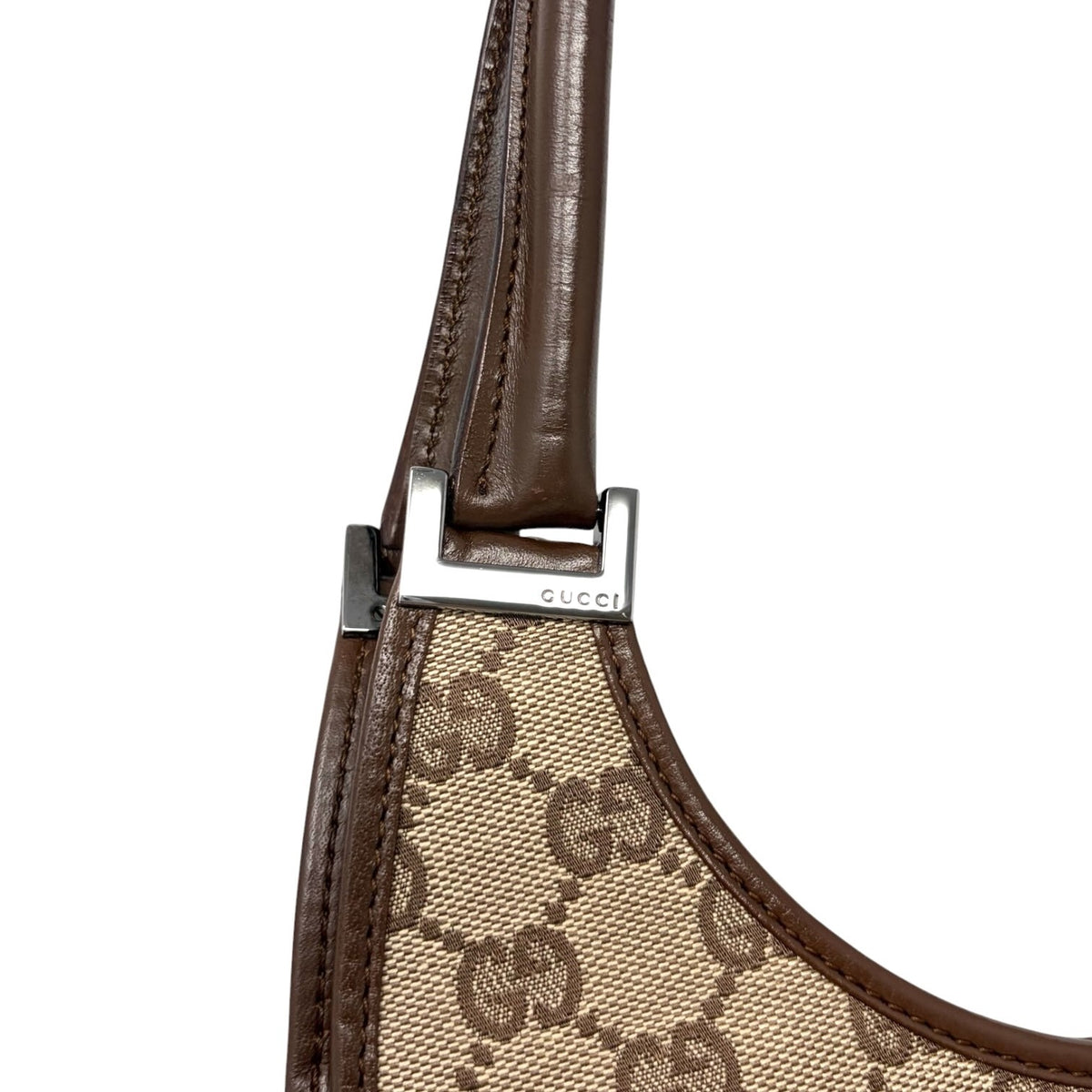 GUCCI Vintage Jackie GG Monogram Shoulder Bag Beige Brown Canvas 902460