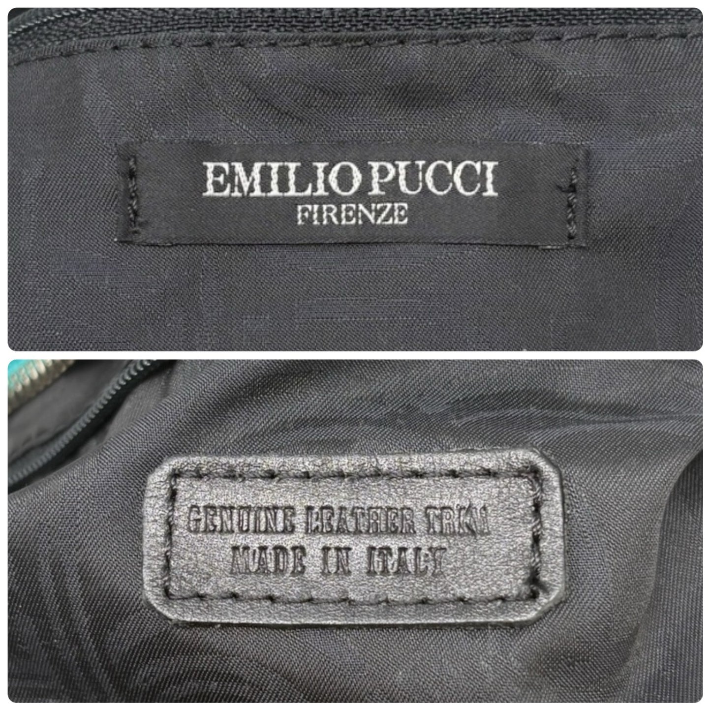 EMILIO PUCCI Vintage Logo Abstract Blue Print Multicolor Hobo Mini Bag Handbag