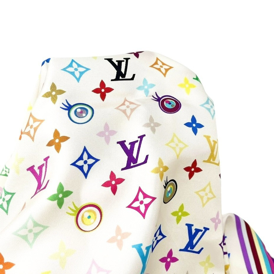 LOUIS VUITTON Vintage LV Eye Love Monogram Logo Multicolor Scarf Wrap Shawl