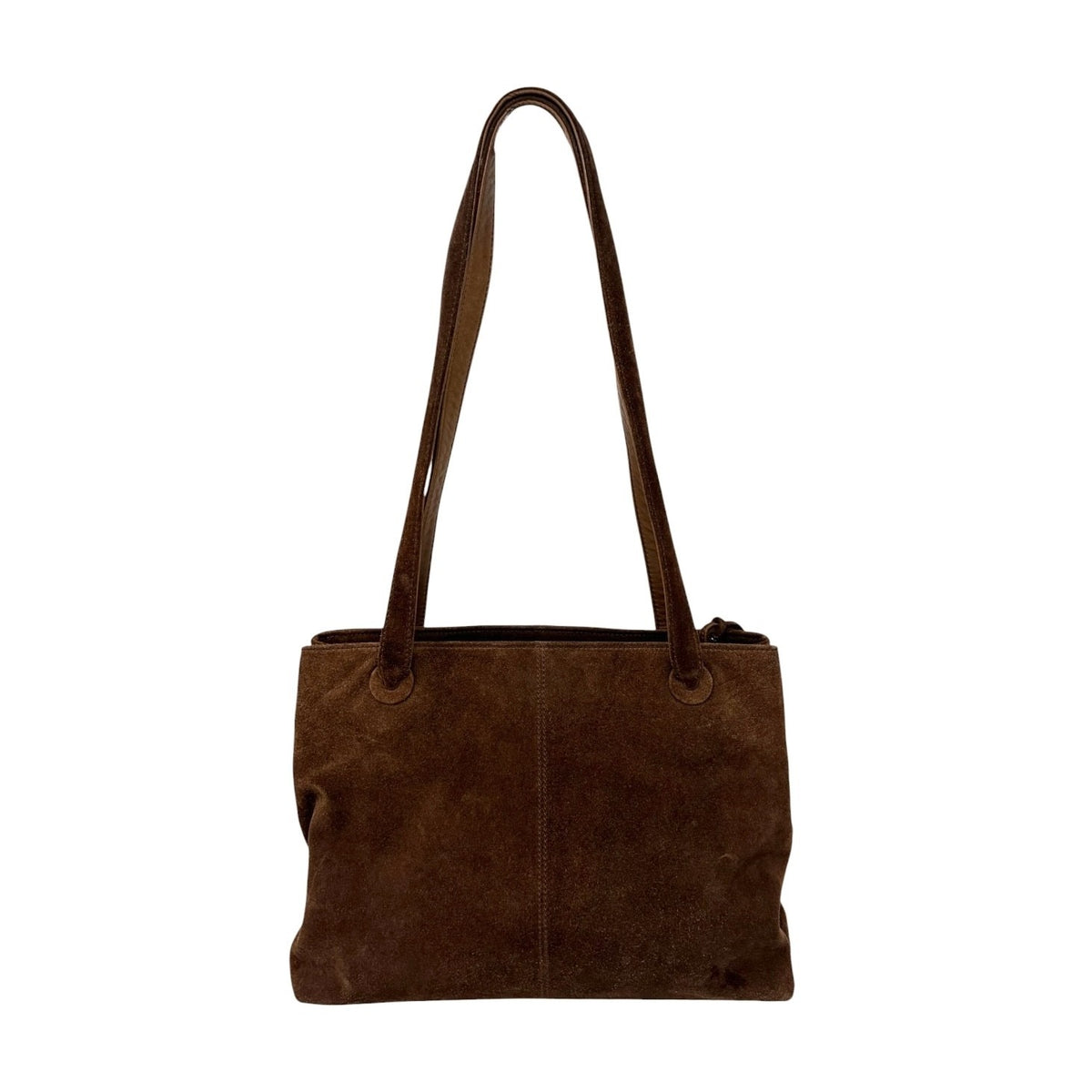 CHANEL Vintage Stitch CC Logo Suede Tote Shoulder Bag Zip Brown 902486