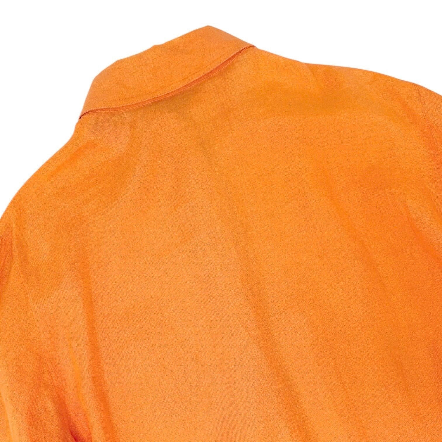 HERMES Vintage Button Up Shirt Top #36 Horse Carriage Embroidery Orange Linen