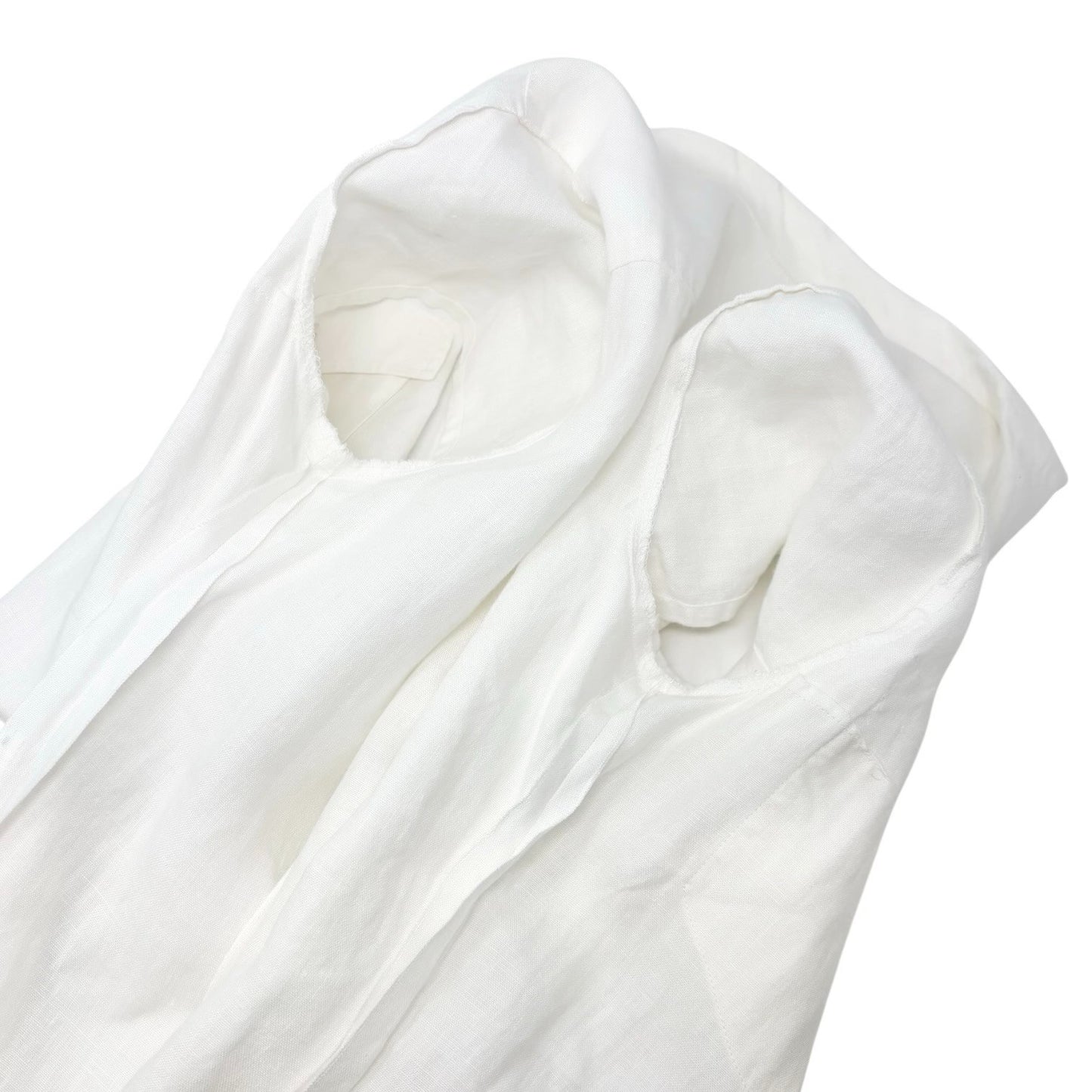 CHANEL Vintage 97P CC Logo Button Linen Shirt Dress One-piece #38 White