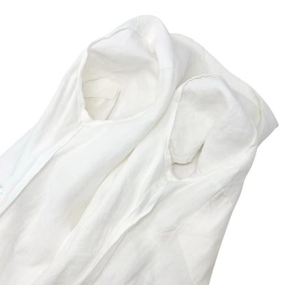 CHANEL Vintage 97P CC Logo Button Linen Shirt Dress One-piece #38 White