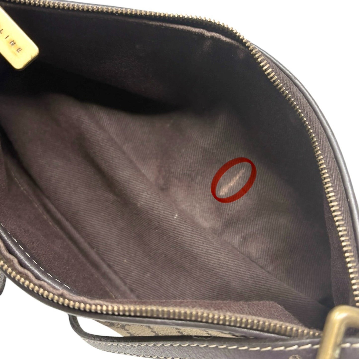 CELINE Vintage Macadam Logo Mini Shoulder Bag Brown Canvas Leather 902291