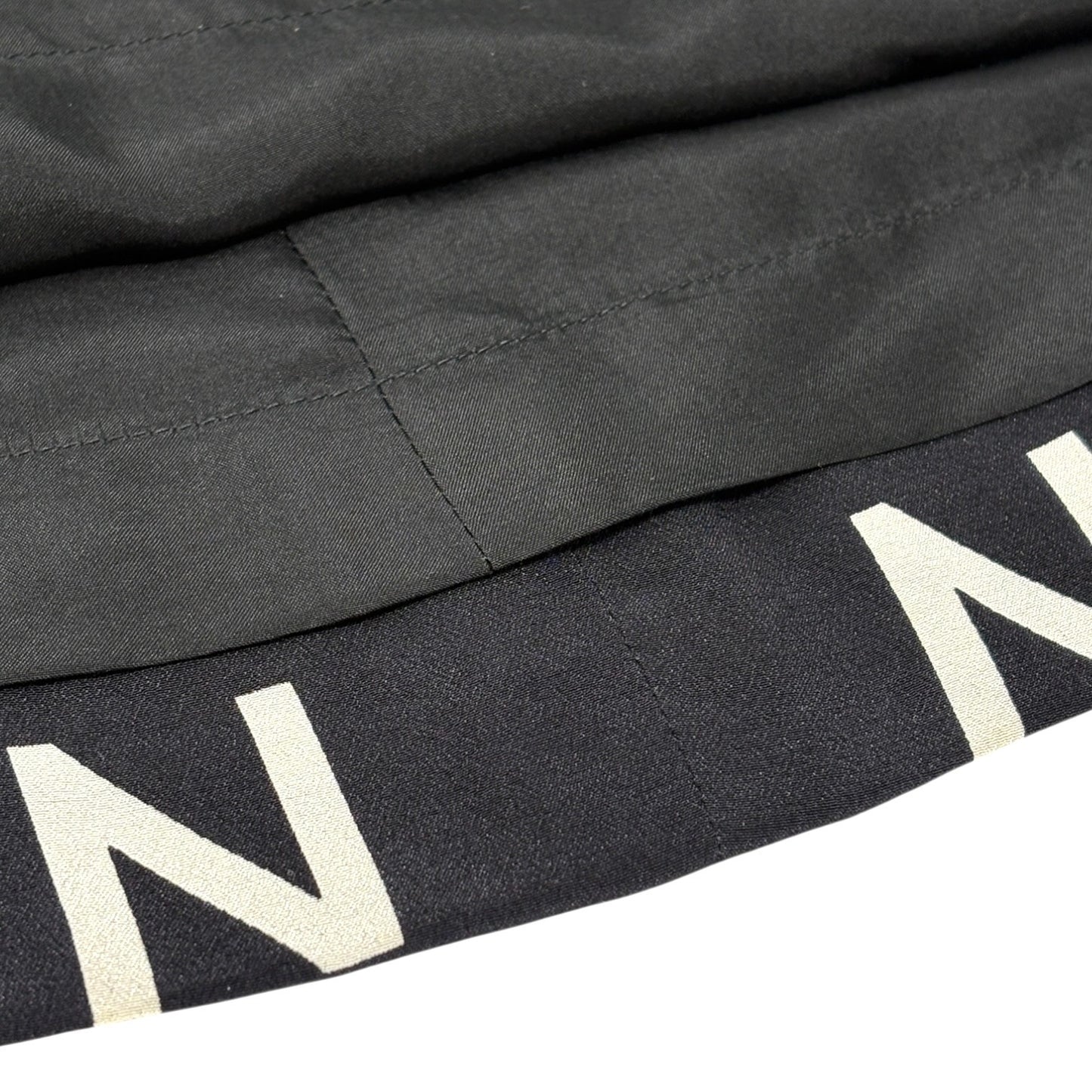 CHANEL Vintage 97P CC Logo Print Silk Camisole Slip Dress #40 Black White
