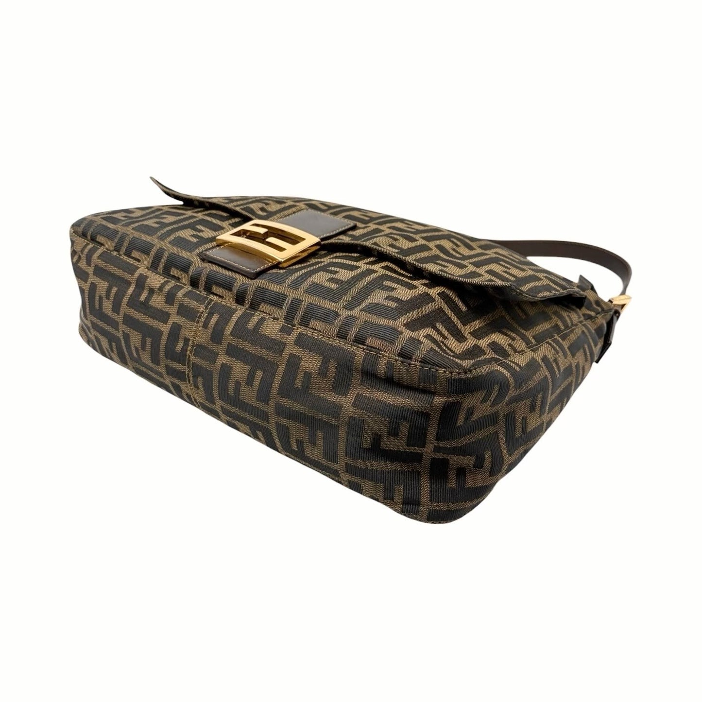 FENDI Vintage FF Zucca Mamma Baguette Pocket Shoulder Bag Brown Canvas 902439