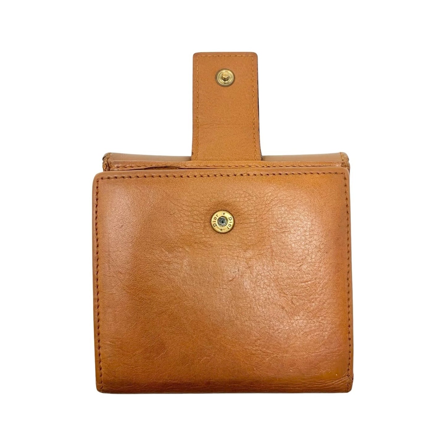Christian Dior Vintage Street Chic Logo Wallet Leather Brown Gold 902404