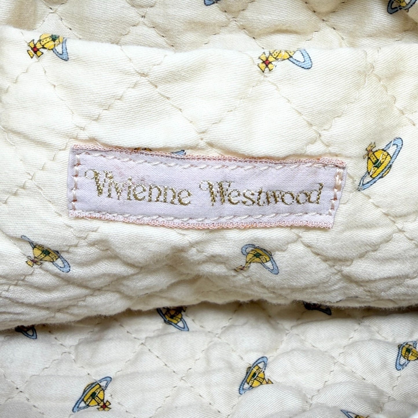 Vivienne Westwood Vintage Orb Logo Terry Cloth Tote Bag Blue Cotton 901821