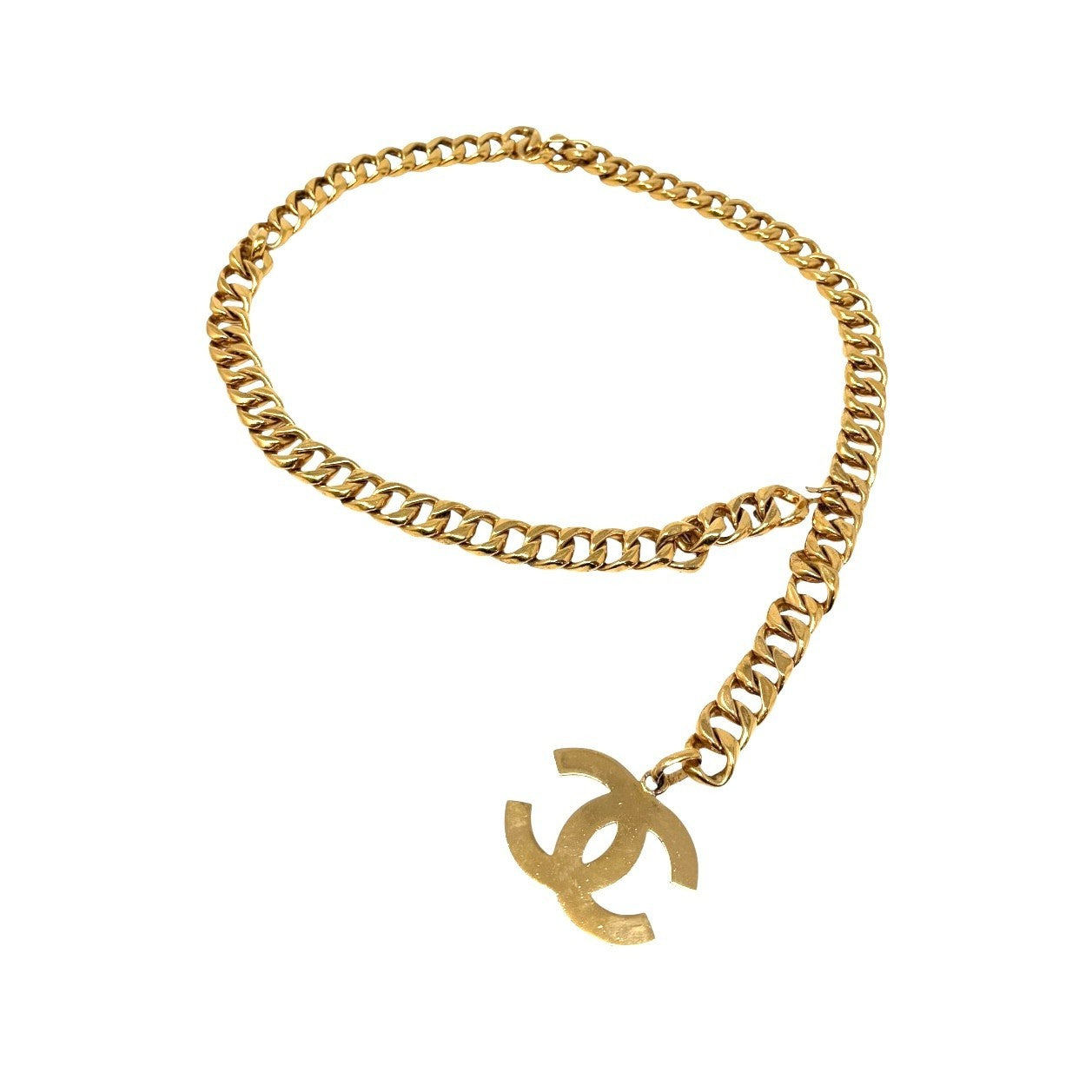 CHANEL Vintage 1991 Big CC Logo Gold Chain Belt Accessory Metal 902004