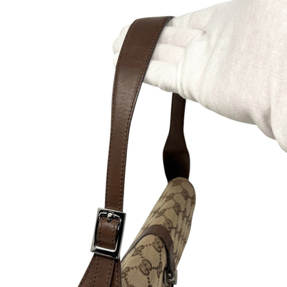 GUCCI Vintage GG Monogram Jackie Shoulder Bag Beige Canvas Leather 902329